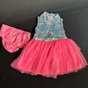 Pink and Blue Unicorn Dress with Bloomers 18 months
